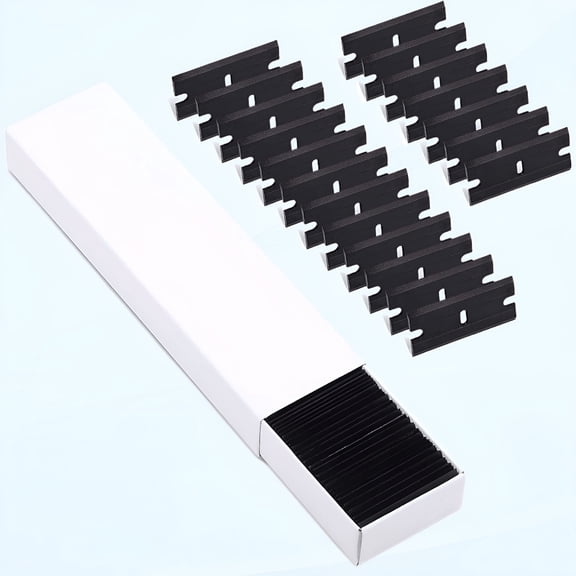 ZEPARO Plastic Razor Blades 100 PCS Double Edged Plastic Blade for Safety Glass Scraper and Plastic Razor Scraper Tool for Remove Decals Stickers Adhesive Label Glue and Glass Clean-Black