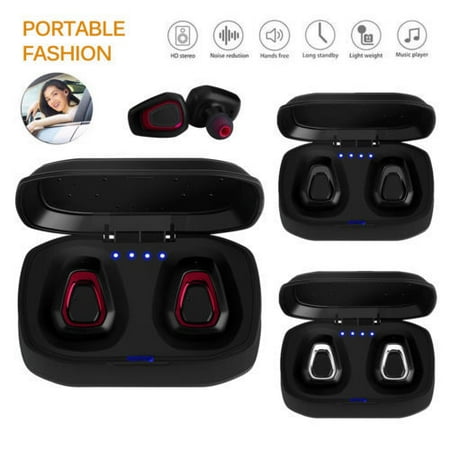Headset Tops Ear Hook US True Wireless Sport Earbuds Headset Bluetooth HIFI In Ear Stereo Headphones-BLACK ()
