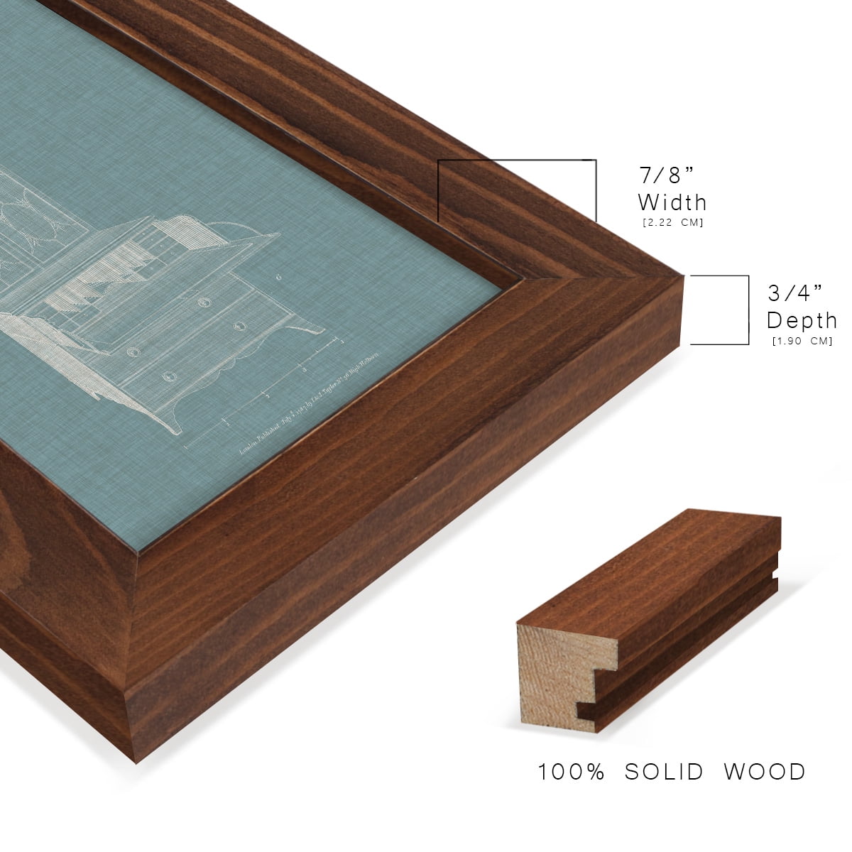 Hepplewhite Desk & Bookcase I - Framed Print w/glass - Chestnut