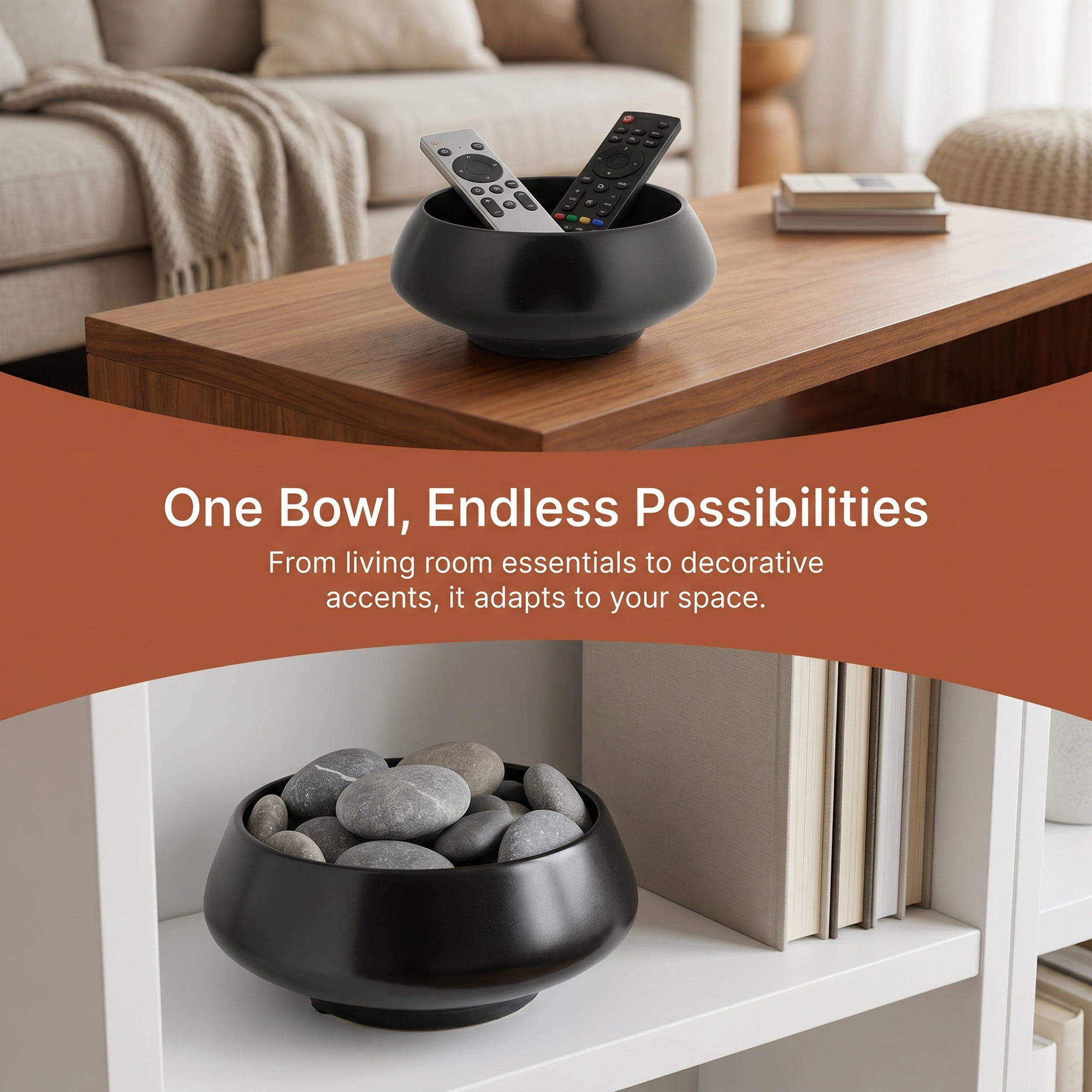 Unique Bargains Irregular Ceramic Decorative Bowl & Catchall Tray Black 3.9" x 3.9" x 2"