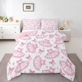 thumbnail image 2 of Erosebridal Pink Bow Young Comforter Set,Cute Pink Bowknot Bedding Set All Season,Princess Ballet Dress Print Comforter 3 Pcs with 2 Pillowcases,King Size, 2 of 7