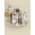 thumbnail image 2 of TSEXIEFOOFU Baby Girls Winter Jacket Long Sleeve Turn-down Collar Button Plaid Outwear with Pockets, 2 of 9