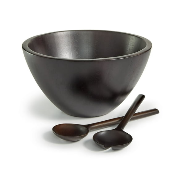 Hotel Collection Ensemble de Salade en Bois 3 Pcs, Noir