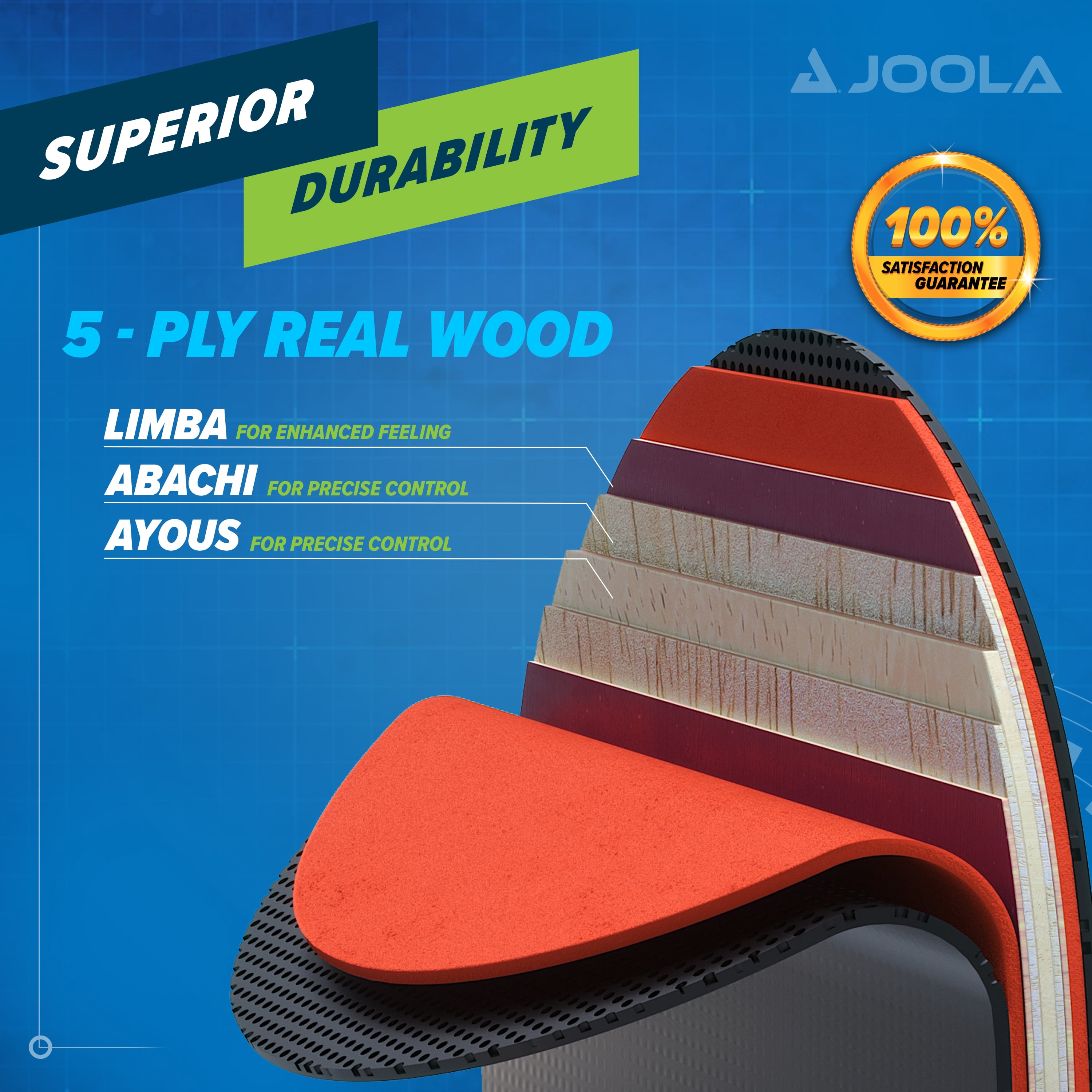 JOOLA Omega Series Speed Table Tennis Racket, Flared Handle
