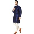 thumbnail image 5 of SKAVIJ Men's Art Silk Kurta Pajama Set Indian Traditional Wear Dress Blue M, 5 of 6