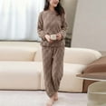 thumbnail image 2 of ZyeKqe Womens Pajamas Set Plaid Fleece Fuzzy 2 Piece Loungewear Soft Comfy Fleece Pjs Outfits Winter Warm Sleepwear, 2 of 9