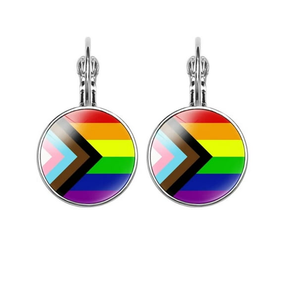 HIJONES LGBT Pride Earrings for Women Men Rainbow Leverback Earrings Gay Lesbian Transgender Nonbinary Pansexual Bisexual Earrings Jewelry Progress Pride