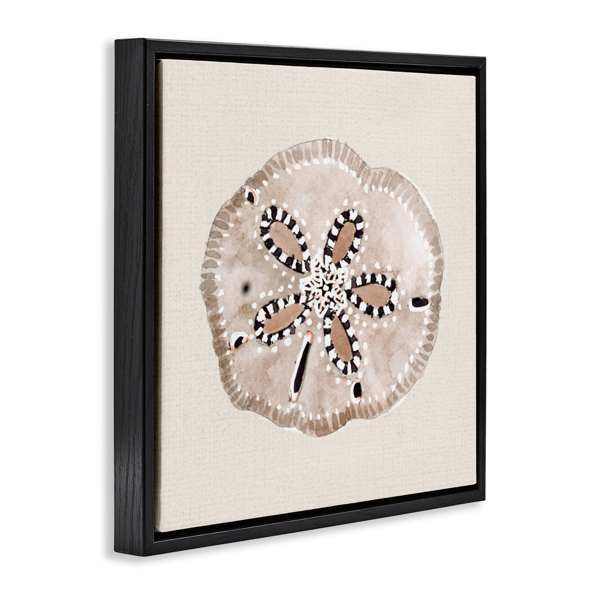 Stupell Industries Taupe & Beige Sand Dollar Black Framed Floater Canvas Wall Art, design by Lanie Loreth