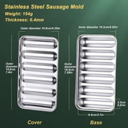 Stainless steel Sausage Mold 6 Cavity for Homemade Hot Dogs, Non-Stick DIY Hot Dog Mold for Oven steamer (Style A)