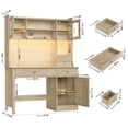 thumbnail image 3 of Homfa Executive Desk with Hutch & Power Outlets & LED Lights, Wood Writing Study Table, Home Office Computer Desk with Adjustable Shelves and Drawers, Oak, 3 of 7