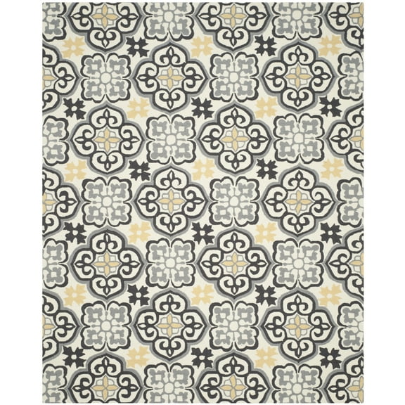 SAFAVIEH Four Seasons Katelynn Damask Polyester Area Rug, Grey/Ivory, 5' x 8'