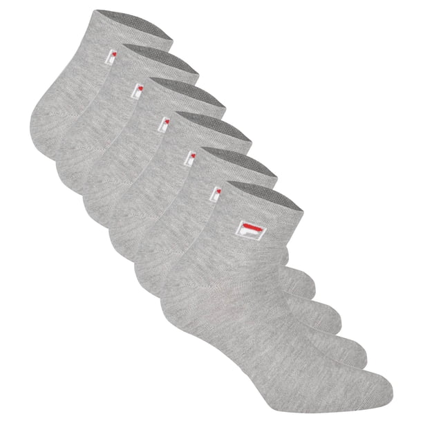 FILA Calcetines de Cuarto de Milla Unisex, 6 pares - Calcetines cortos, Sport, Logotipo Cintura, uni, 35-46 Gris EU 43-46
