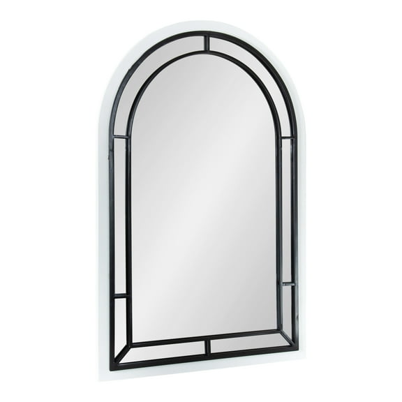 Kate and Laurel Audubon Farmhouse Wall Mirror, 24 x 36, White, Modern Arched Mirror for Wall