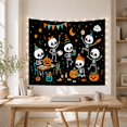 thumbnail image 5 of Skeleton Party with Painted Pumpkins and Candy, Playful Retro Style for Skeleton Decor Fans, Spooky Wall Decor Halloween Gift, Tapestry Wall Hanging for Bedroom and Playroom, 5 of 7