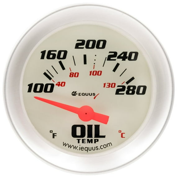 Equus 2.0 Dia Oil Temp Gauge Silver 100-280