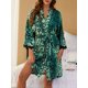 thumbnail image 2 of Bata de noche de satén para mujer, puño con cordones de leopardo, bolsillos con cinturón, ropa de do Abanopi Bata de noche para mujer, 2 of 7