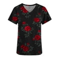 thumbnail image 4 of Tauxra Printed V-Neck Top for Women with Pocket, Short Sleeve Casual Shirt, Valentine's Day Floral Blouse for Work and Daily Wear, 4 of 5