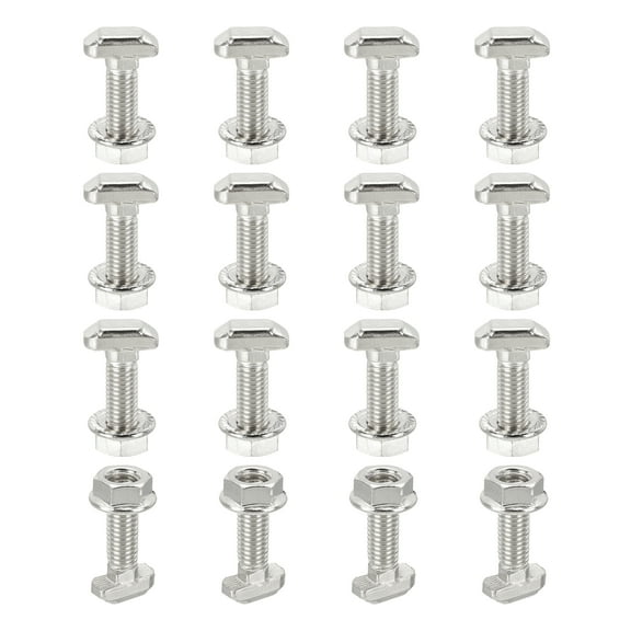 M8x25mm T-Slot Bolts, 16 Sets Drop-in Hammer Head Bolt with Nuts for 40 Series Aluminum Extrusion Profile Silver