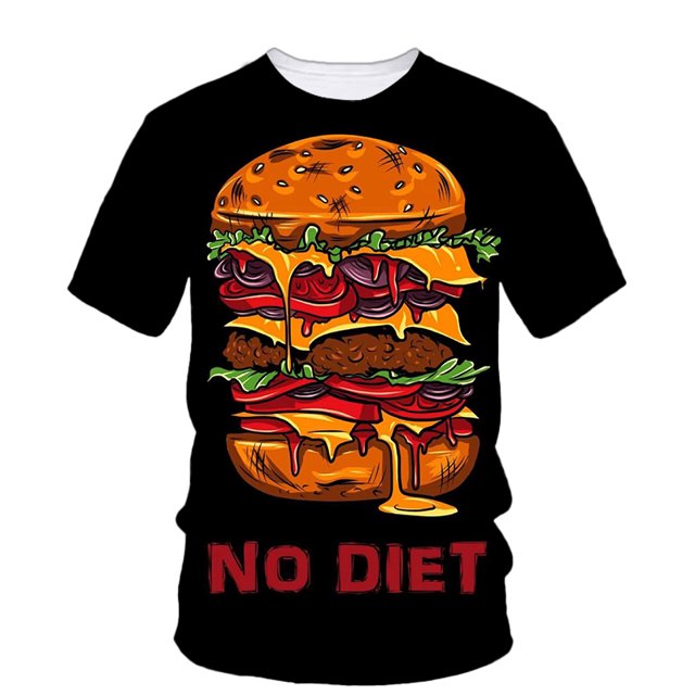 Popcorn Collation T-Shirt Imprimé 3D Homme Été Col Rond Manches Courtes Haut Surdimensionné Tee Décontracté Ample Mode Urbaine Harajaku