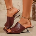 thumbnail image 3 of Rokment Metallic Geometric Wedge High Heels Square Toe Mules for Women Ladies 2026 Fashion Casual Leather Dress Slip on Backless Slides Sandals Summer Wine Size 8, 3 of 7