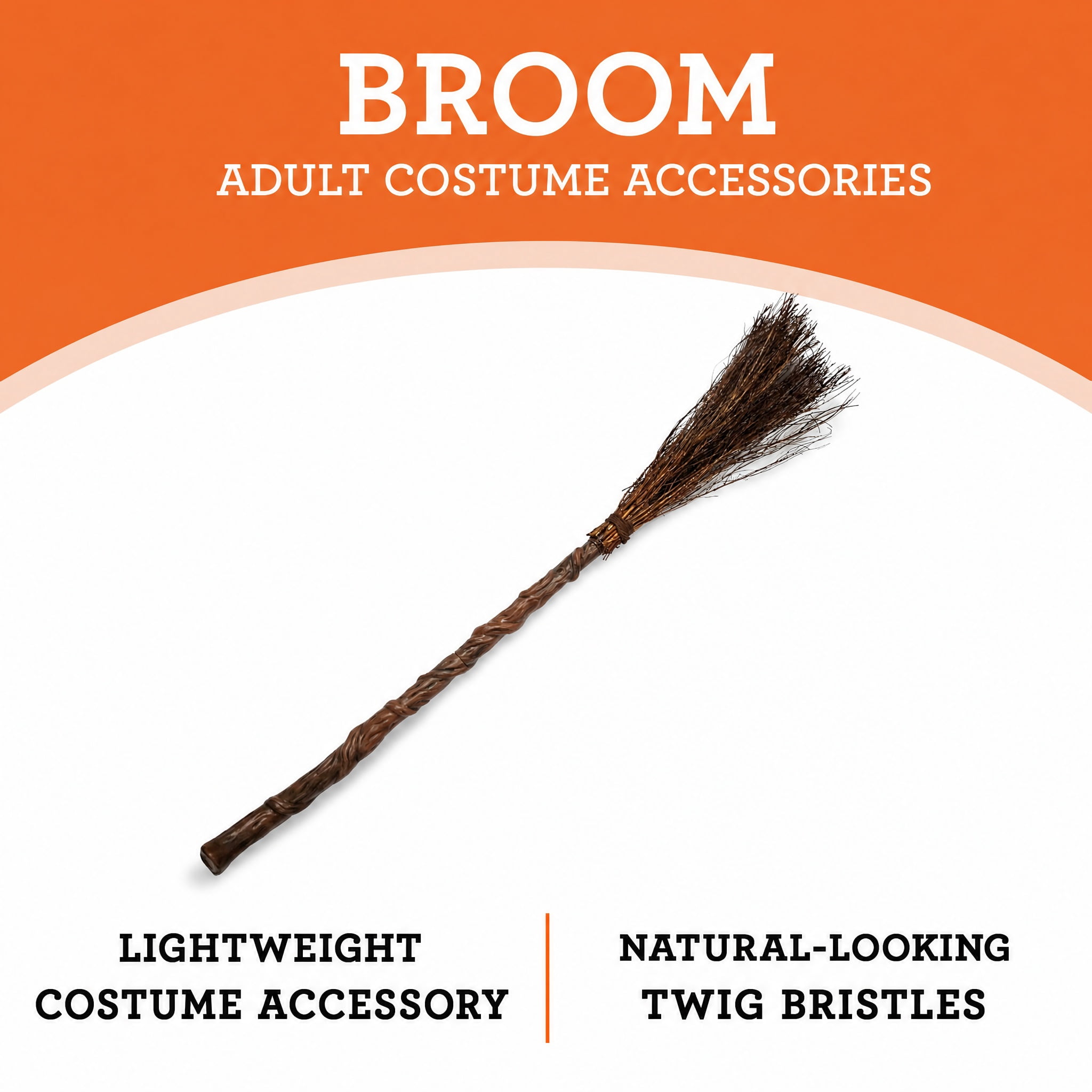Broom Costume Accessory for Adults, Brown, 37", Halloween by Way To Celebrate