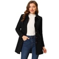 thumbnail image 1 of INSPIRE CHIC Manteau Mi-Long à Simple Boutonnage pour Femme à Col Peter Pan Noir TP, 1 of 6