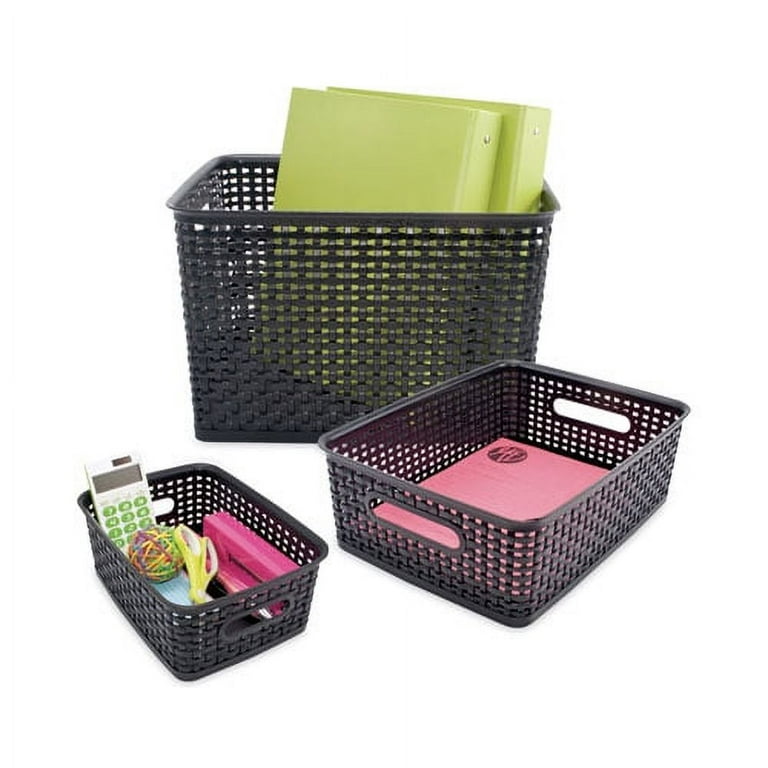 Weave Bins, 13.63 x 10.75 x 9, Black, 3/Pack Weave Bins, 13.63 x 10.75 x 9, Black, 3/Pack