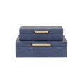 thumbnail image 4 of Lusan Rectangular Decorative Box Set - Navy Blue Faux Shagreen, 4 of 9