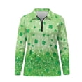 thumbnail image 2 of Uorisanigo Starlight Four Leaf Womens Long Sleeve Golf Shirt Size M Casual Fashionable Athletic Polo Workout Tops Versatile Quarter Zip Pullover for Women, 2 of 7