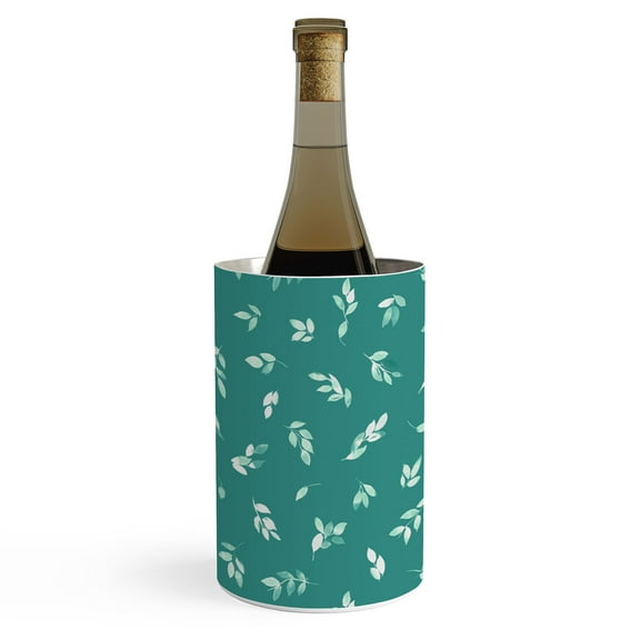 Society6 Ninola Design Small Leaves Botanical Pine Green Wine Chiller