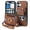 Brown, variant on ShellTech for iPhone 16 Retro PU Leather Wallet Case with Card Holder Ring Stand RFID Function Credit Card Slot with Ring Stand Protective Cover Wrist Strap,Black