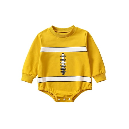 

Amuver Infant Baby Spring Autumn Jumpsuit Cartoon Stripe Rugby Print Long Sleeve Round Neck Romper for Boys Girls