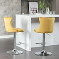 thumbnail image 4 of ODUSE-DAILY Yellow Velvet Swivel Bar Stools Set of 2 with Upholstered Back, 25-33 Inch Height Adjustable, Bar Chairs for Counter Height Bar Height Kitchen Island Pub (2Pcs, Silver Base, Gold), 4 of 12