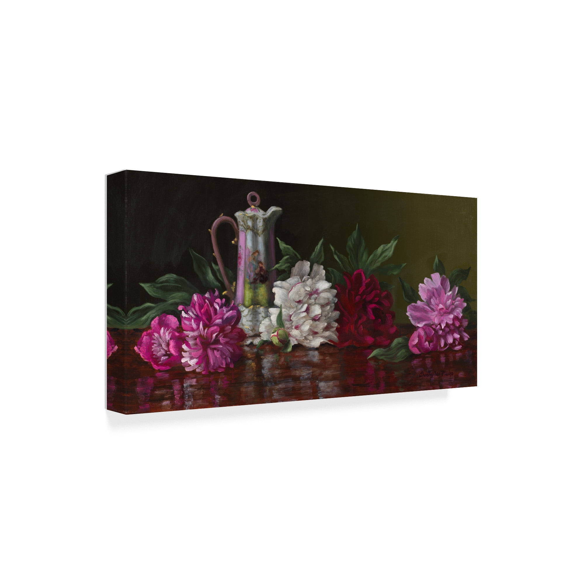 Trademark Fine Art 'Peonies And Tea' Canvas Art by Christopher Pierce