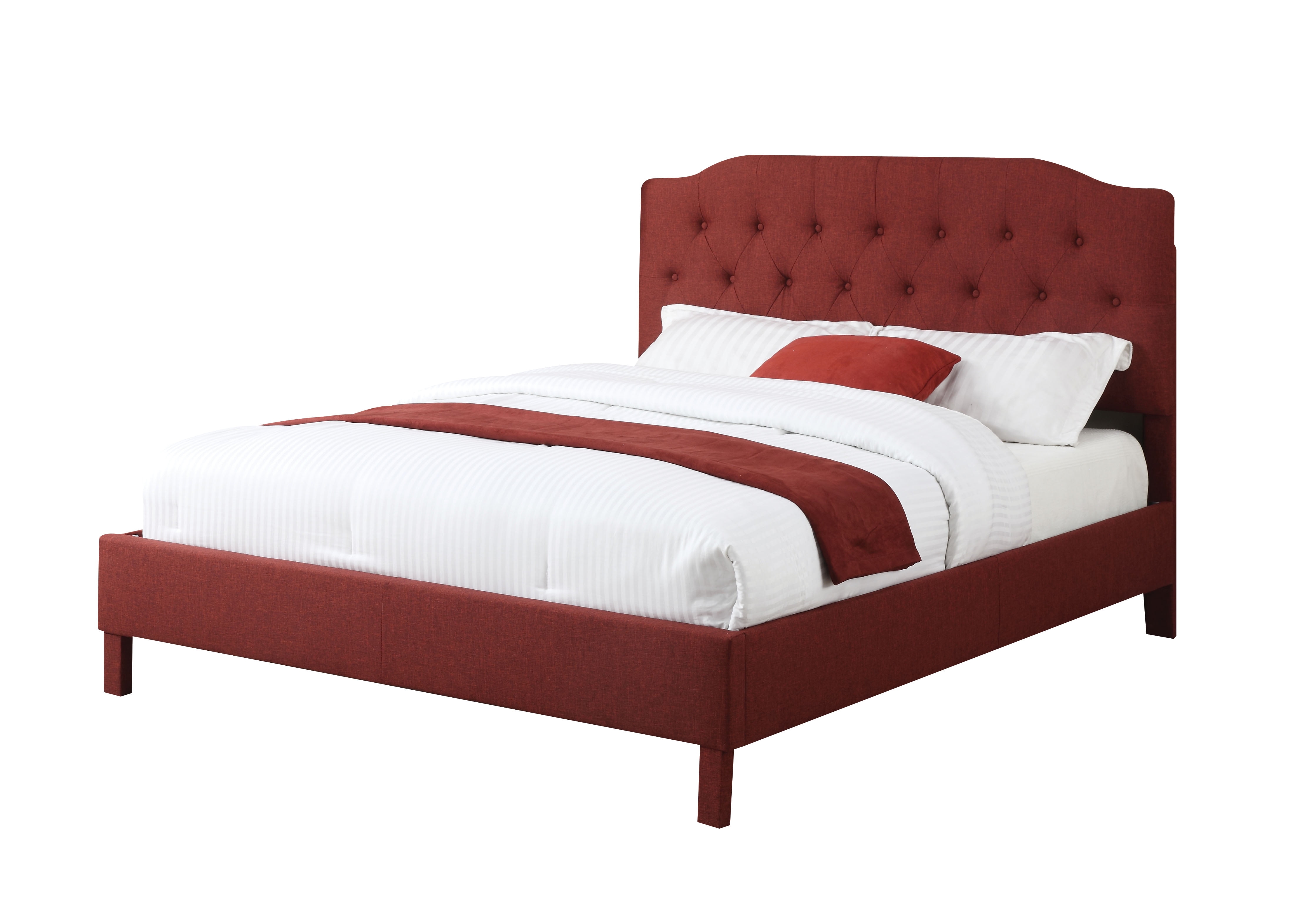Acme Furniture Clive Eastern King Padded Bed In Red Linen Fabric Com Acme Furniture Clive Eastern King, Red King Platform Bed