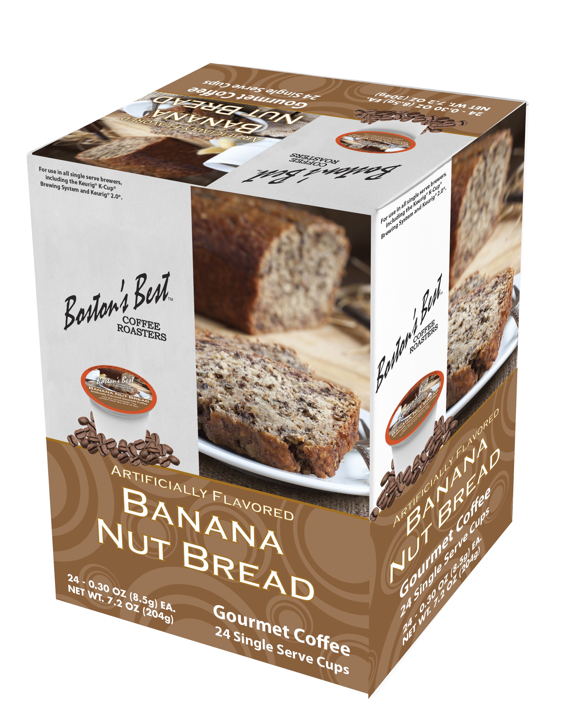 Boston's Best Coffee Roasters Banana Nut Bread, Medium Roast, Coffee Pods, 24 Ct