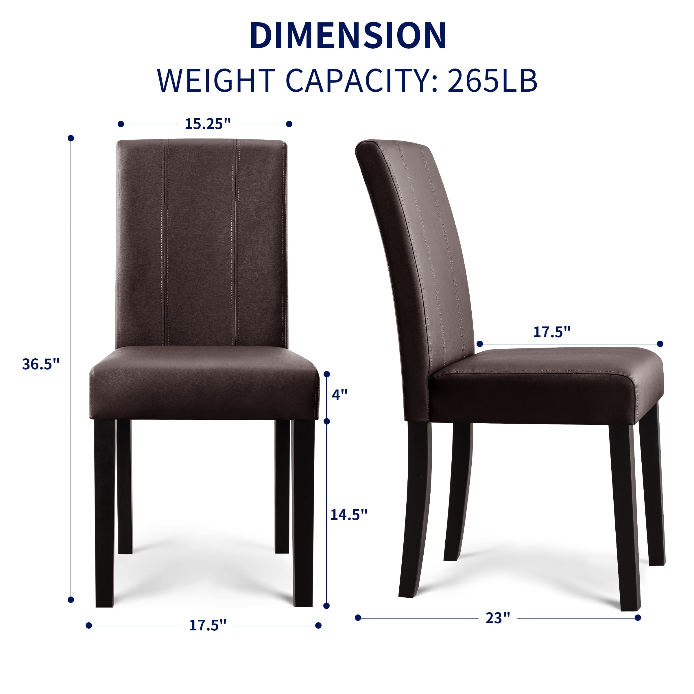 Subrtex Faux Leather Indoor Dining Chair Set of 4, Modern Mid-Century Chairs for Home, Brown