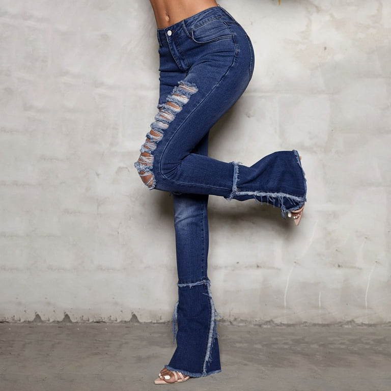 Women The Strap Pulls in The Waist Denim Jeans Baggy Green