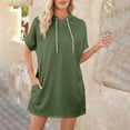 thumbnail image 3 of AherBiu Oversized Tops for Women Short Sleeve Pullover Hoodie Top Long Summer Tops with Pockets, 3 of 6