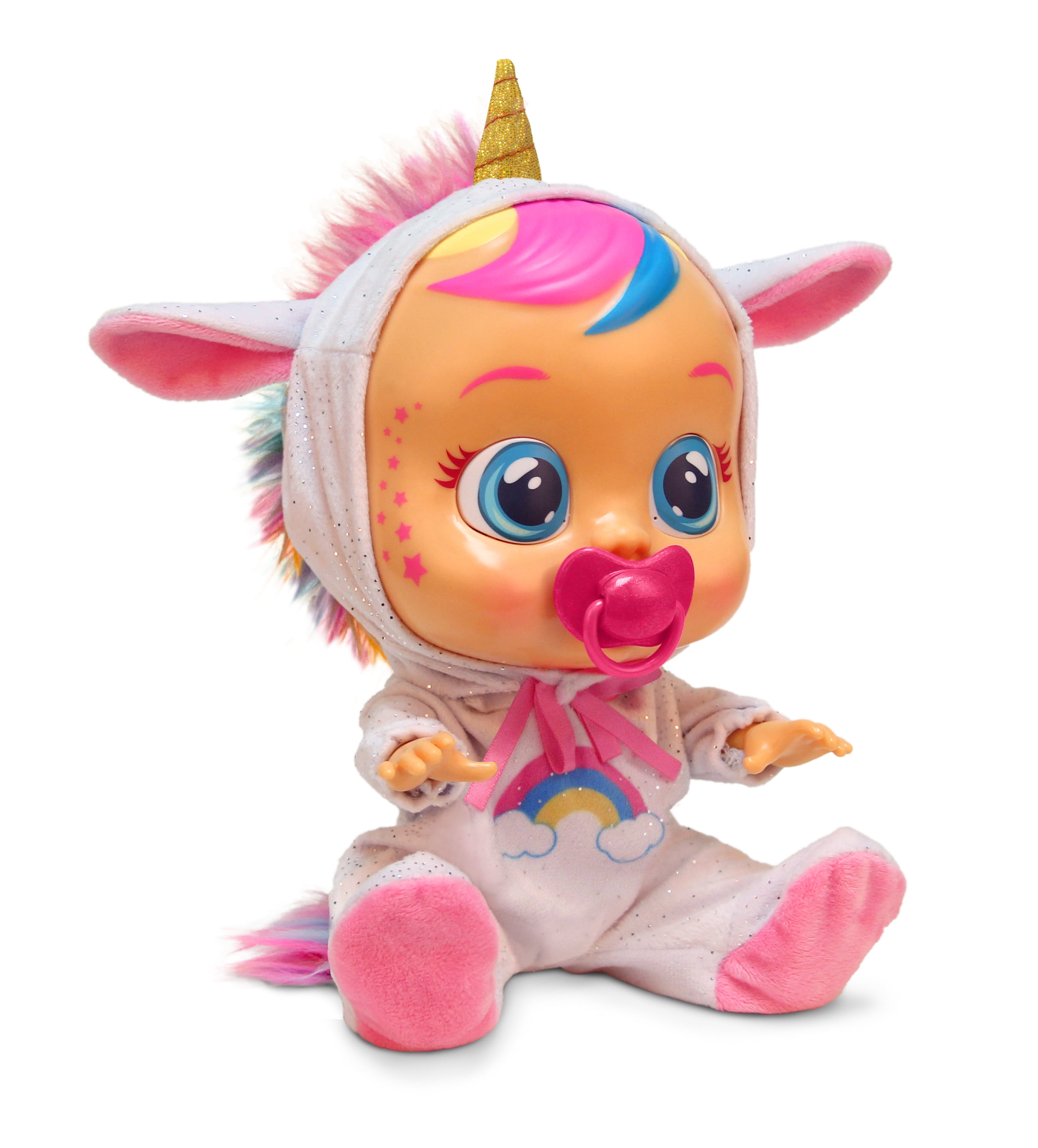 baby doll with pacifier that cries