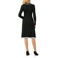 thumbnail image 3 of INSPIRE CHIC Women's Midi Knitted Dress Ribbed Ruffled A-Line Sweater Polo Dresses S Black, 3 of 5
