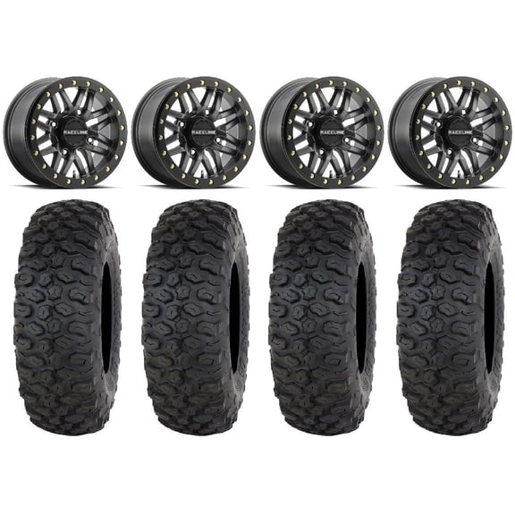 Raceline Ryno Bdlk 15" Wheels Gm 32" Chicane DS Tires Can-Am Commander Maverick Renegade Outlander Defender