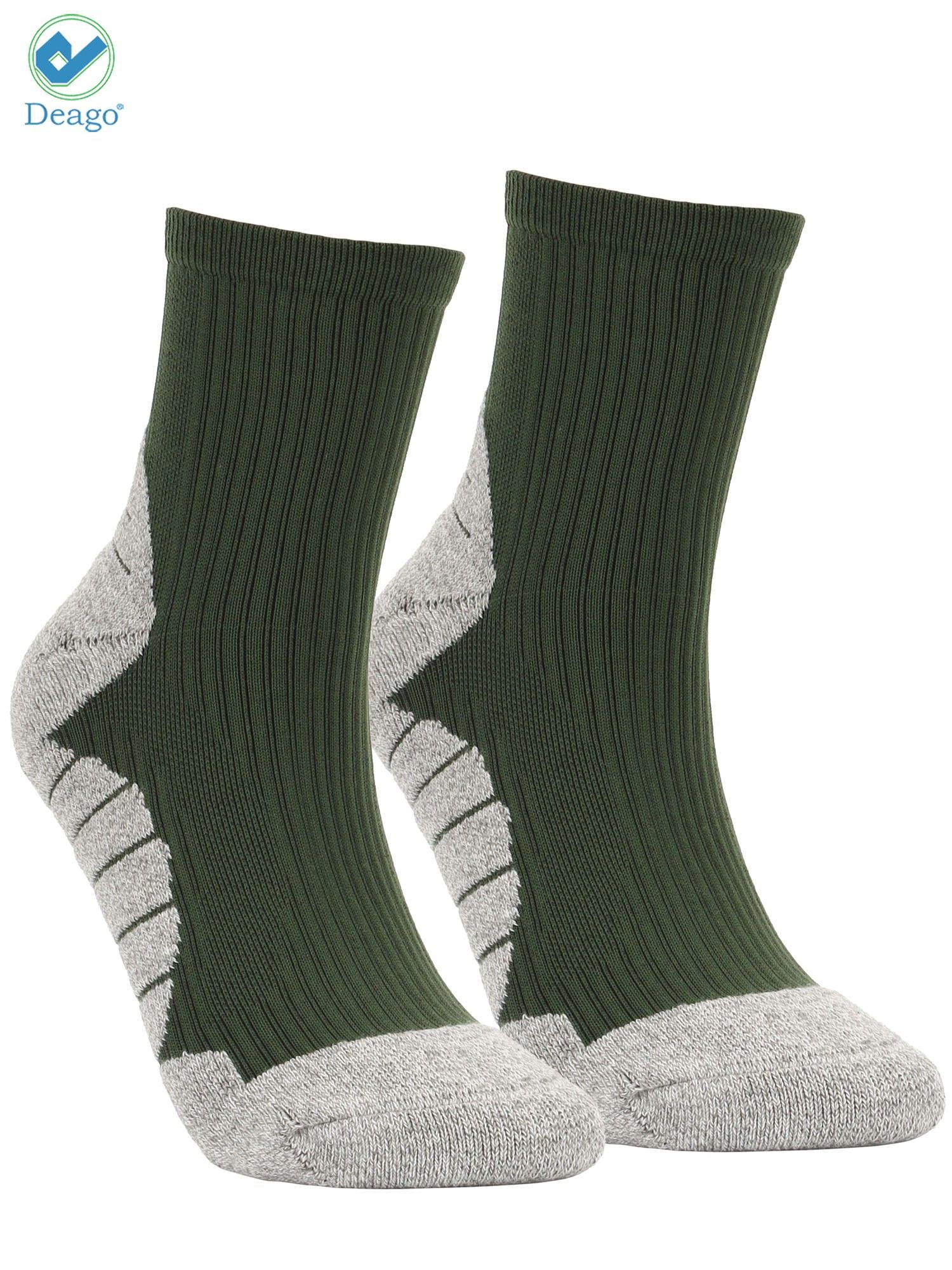 Deago 5 Pairs Men's Athletic Ankle Socks Low Cut Cushioned Comfort Cotton Running Socks Size 8-12 (Green)