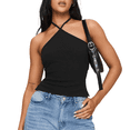 thumbnail image 6 of LYMAYTER ‌Women's Criss Cross Halter Top‌ Double Lined Backless Casual Crop Camisole S-XL, 6 of 10