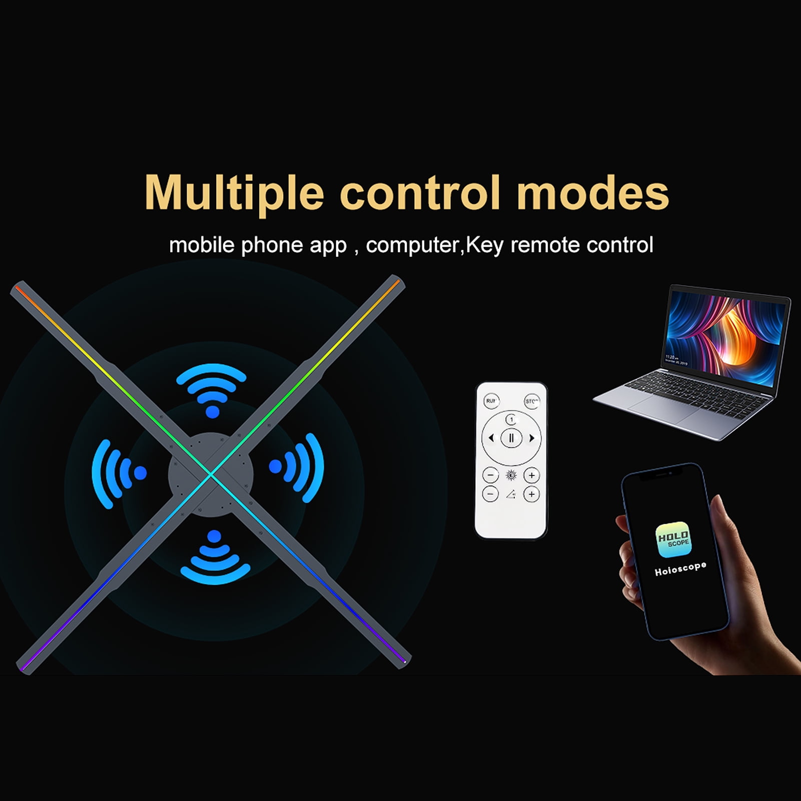Hologram Projector,3d Naked Video Fan P56 3d - 22 3d Led Business Store Bars Fan 2k Beads Remote 678pcs Led Real-time Screen Real Time Screen 2k 3d Screen Display Naked Eye Led Beads