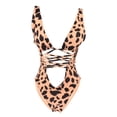 thumbnail image 2 of Monokini de mujer Hugo Leopard One Piece sin espalda con relleno en V sin aros ropa de playa, 2 of 10
