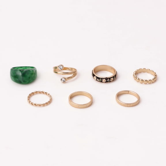 No Boundaries Gold Tone and Resin Ring Set -7pc Assorted Sizes Womens