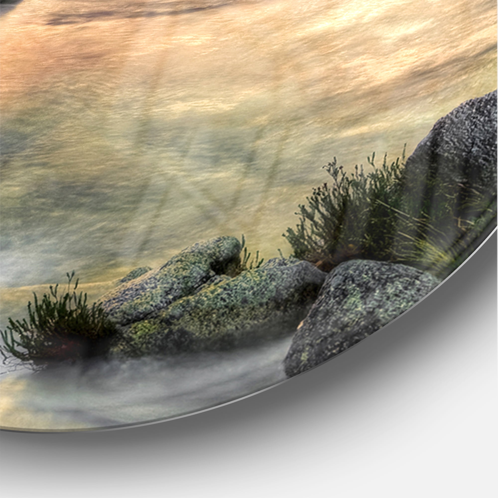 Designart 'Rocky Mountain River at Sunset ' Modern Wall Clock