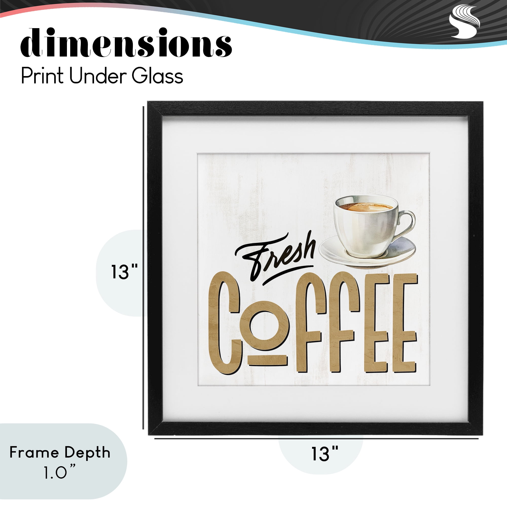 Stupell Industries Fresh Hot Coffee Black Framed Print Under Glass, design by Kim Allen