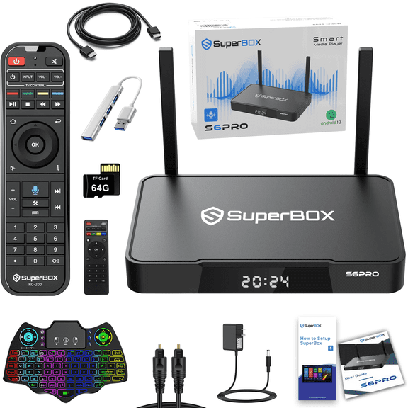 SuperBox S6 Pro 2026 with 4GB 32GB Storage, Super Box Voice Remote Bundle, 6K HD, Playback by Authorised Superbox Agent Seller